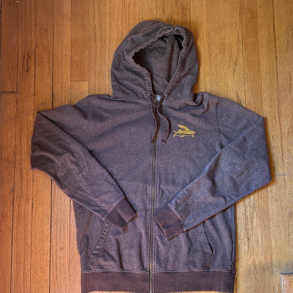 Patagonia Men’s Medium Flying Fish Lightweight Brown Hoodie Sweatshirt